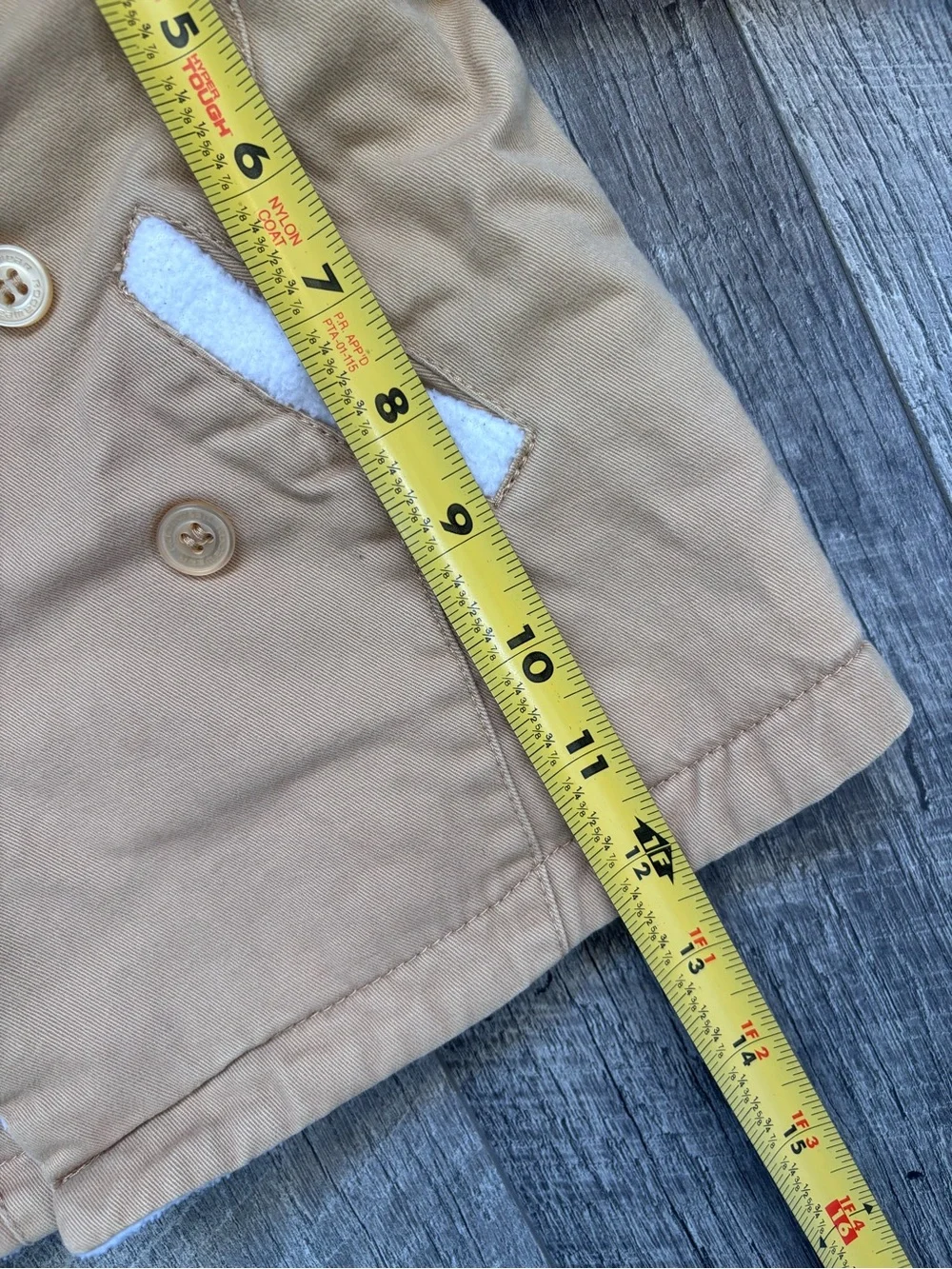 VTG Rocawear Roca Baby Jacket Coat Tan Sherpa Fleece Lined Double Breasted 0-6M